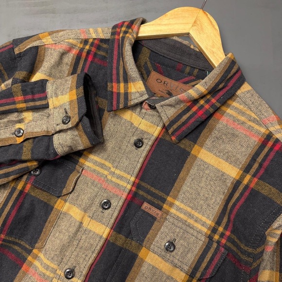 Orvis Other - Orvis Men's Plaid Flannel Shirt Jacket  Shacket Long Sleeve Button Up‎ XL Tan